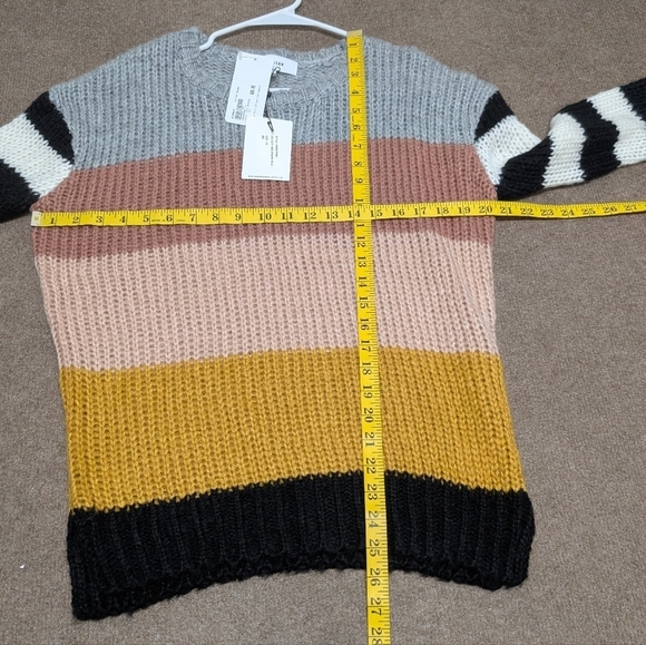 JOHN + JENN (XS) Keeley Colorful Multi Stripe Crew Oversize Sweater Evereve NWT - Picture 8 of 8